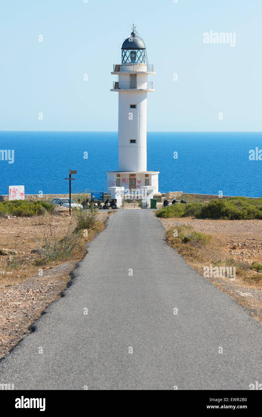 Strada per il faro, Formentera, isole Baleari, Spagna Foto Stock