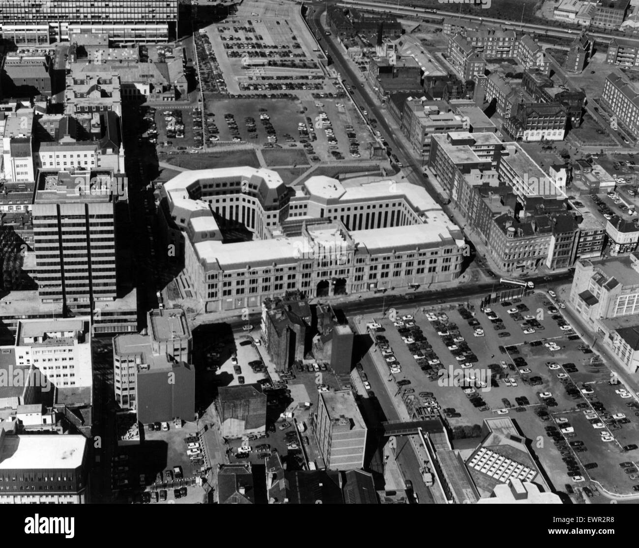 Vedute aeree di Liverpool, Merseyside, 11 giugno 1987. Foto Stock