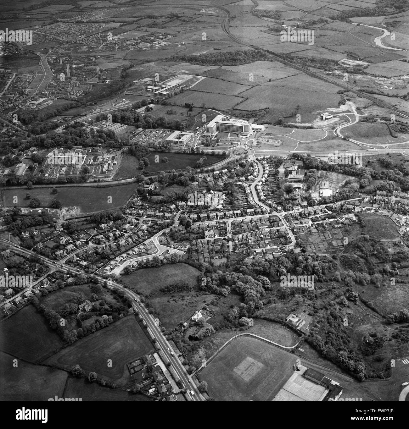 Immagine aerea di Durham City, nella contea di Durham. Il 24 maggio 1969. Foto Stock