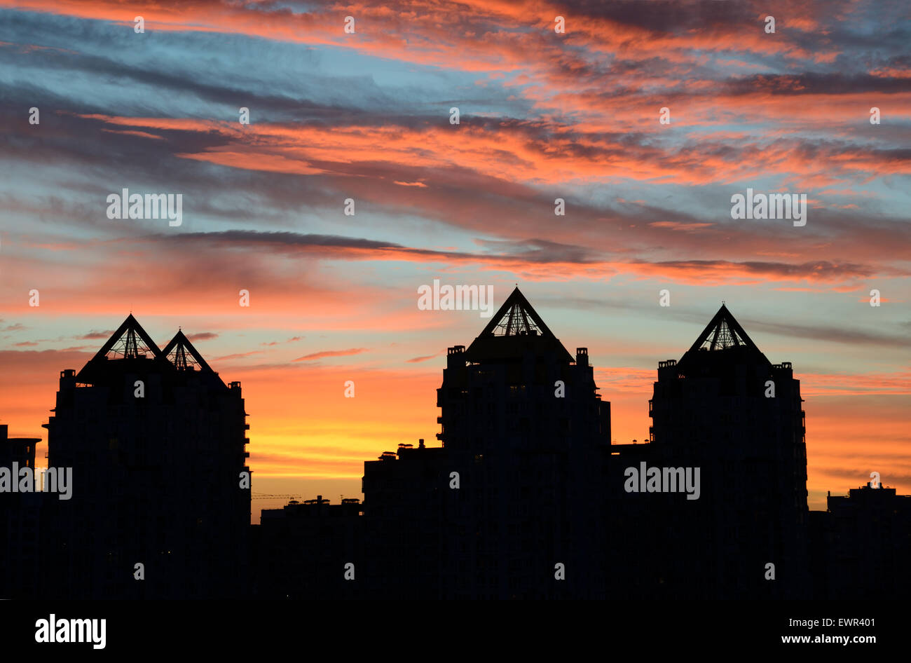 Bel tramonto in città Foto Stock