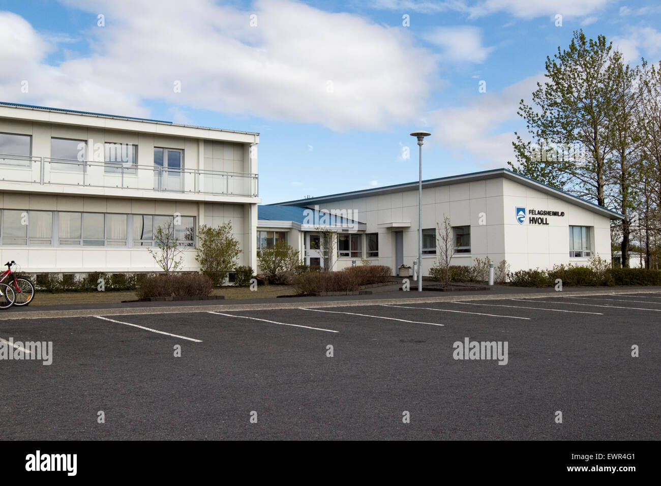 Félagsheimilið Hvoll community hall Hvolsvollur Hlidarendi Islanda Foto Stock