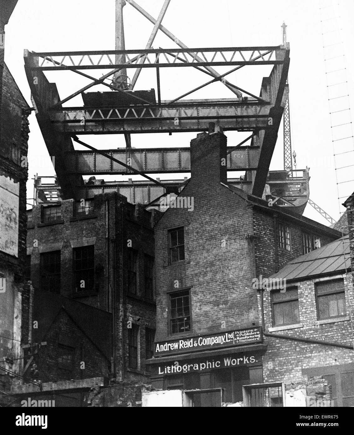La costruzione del nuovo Tyne Bridge. Tyne and Wear, 17 marzo 1927. Foto Stock