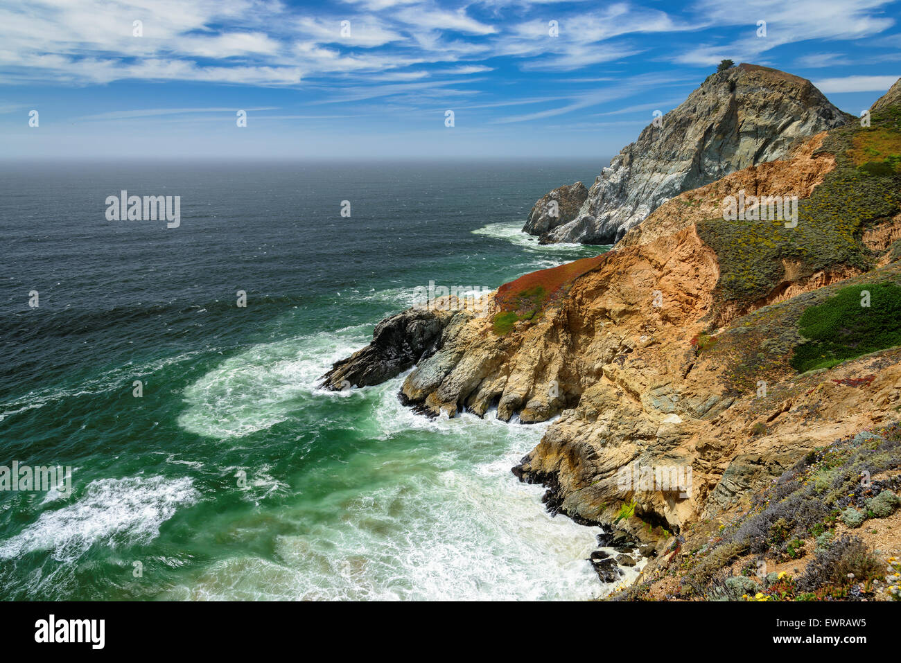 Vista della splendida costa Californiana vicino a San Francisco. Foto Stock