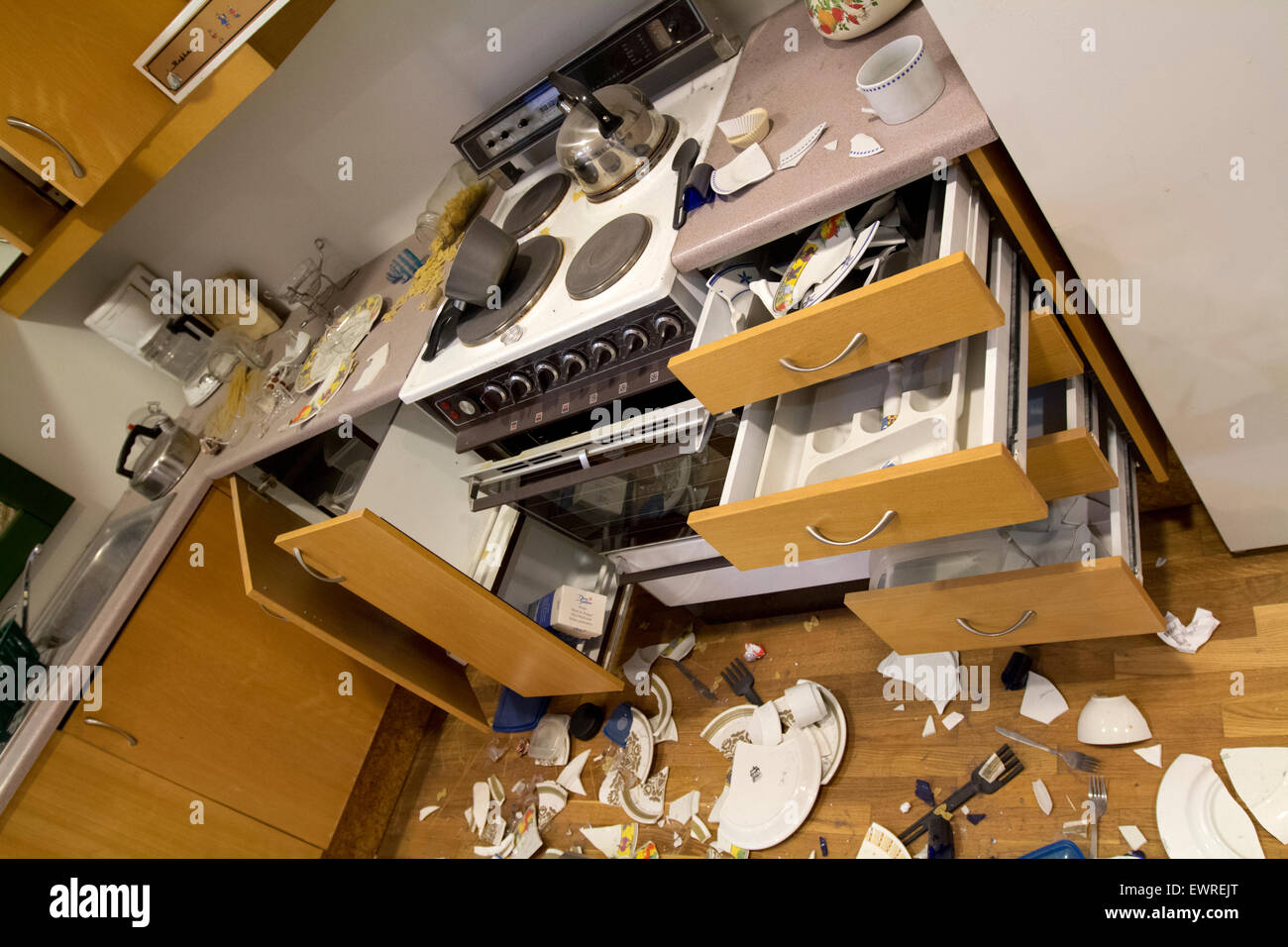 I danni del terremoto exhibition hveragerdi Sunnumörk shopping center con l'Islanda Foto Stock