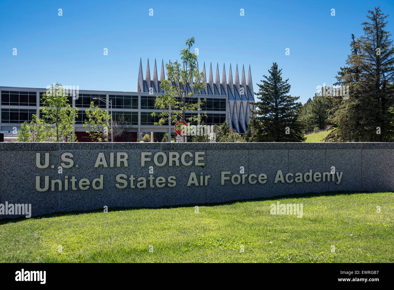 Ingresso alla United States Air Force Academy, Colorado Springs , STATI UNITI Foto Stock