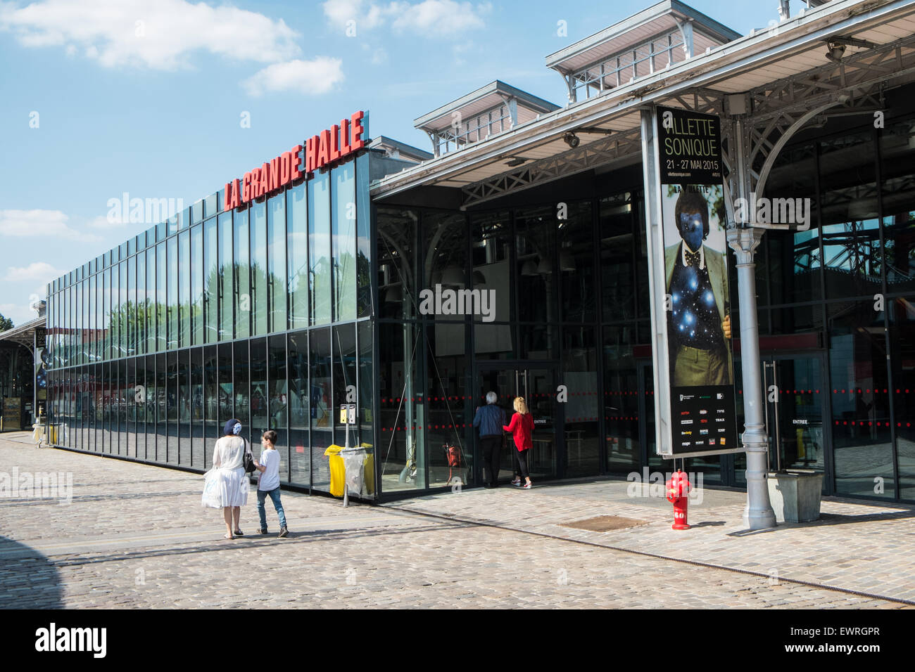 Il Parc de la Villette,scienza e culturale zona,distretto, inclusa la Città della Scienza e dell'industria,giardino,follies,concerti. Foto Stock