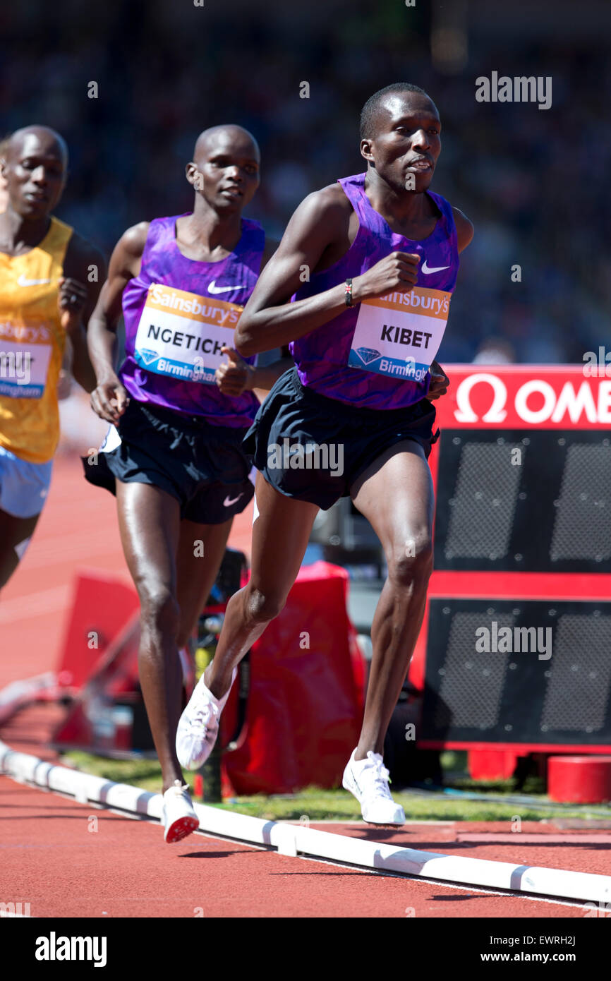 Vincent KIBET, Hillary Cheruiyot NGETICH, Uomini 1500m, IAAF Diamond League 2015, Alexander Stadium, Birmingham, Regno Unito, 7 giugno 2015. Foto Stock