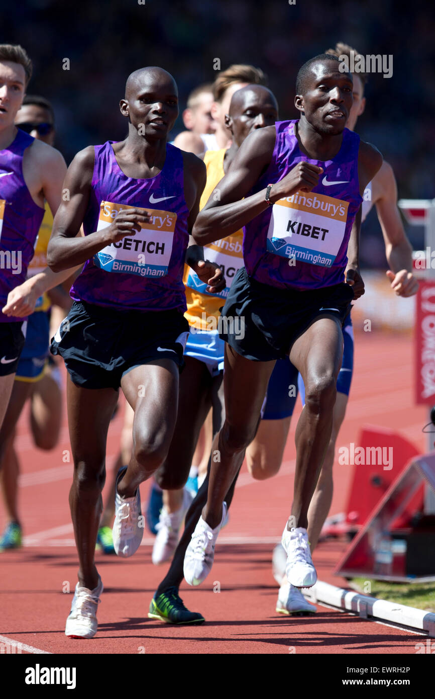 Vincent KIBET, Hillary Cheruiyot NGETICH, Uomini 1500m, IAAF Diamond League 2015, Alexander Stadium, Birmingham, Regno Unito, 7 giugno 2015. Foto Stock