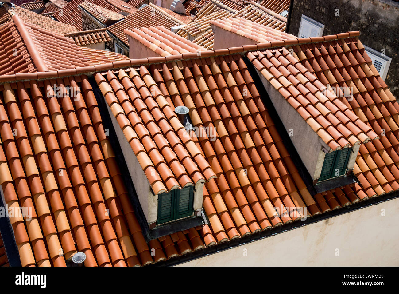Terracotta tegole del tetto,città vecchia,Dubrovnik, Croazia Foto Stock