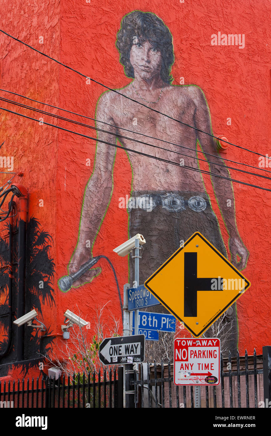 Jim Morrison murale, Venice Beach, Los Angeles, California Foto Stock