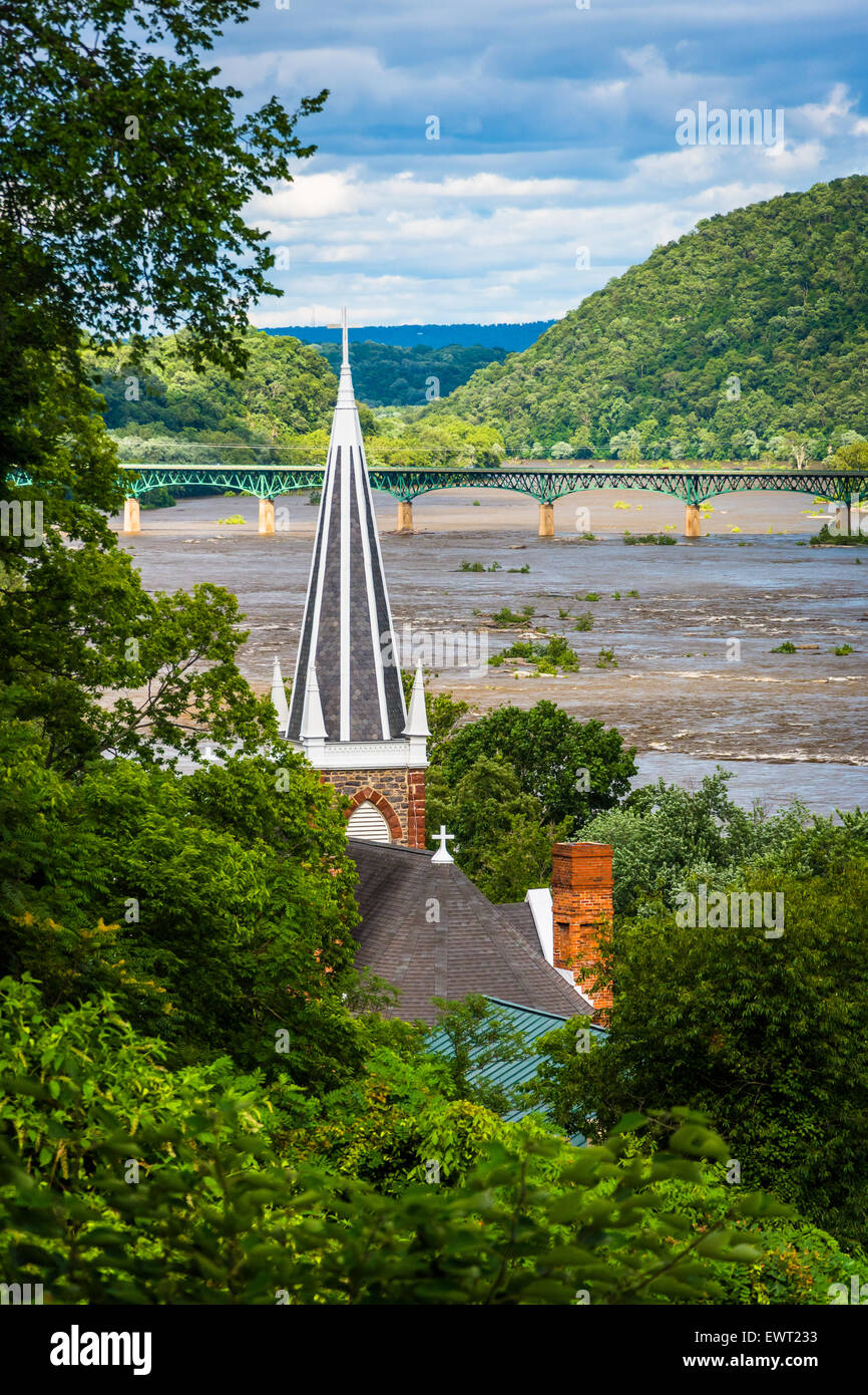 Vista da Jefferson Rock, in harpers Ferry, West Virginia. Foto Stock