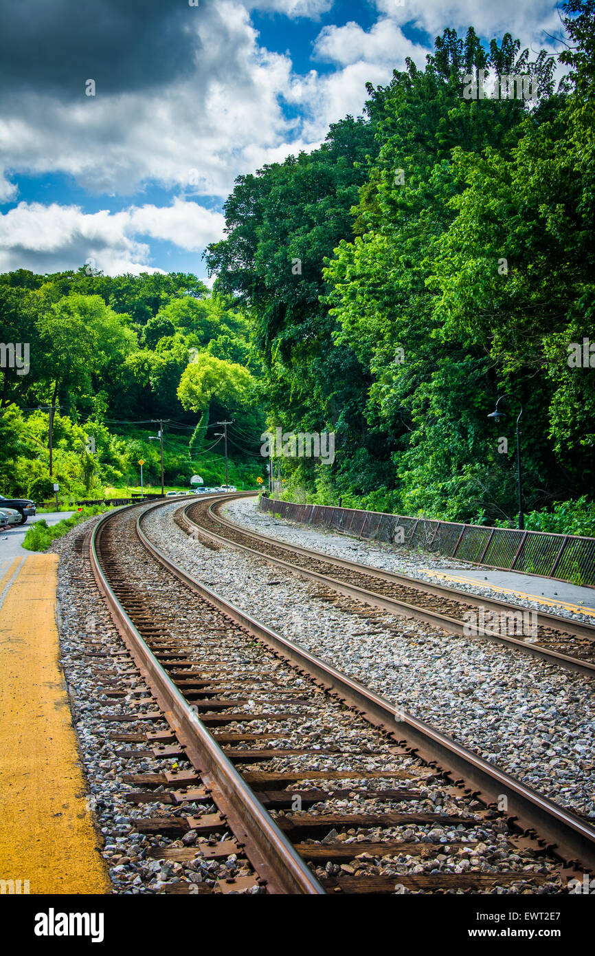 I binari della ferrovia in harpers Ferry, West Virginia. Foto Stock