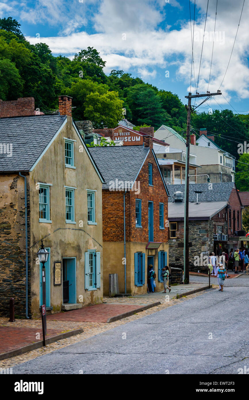 Edifici storici lungo il Potomac Street in harpers Ferry, West Virginia. Foto Stock