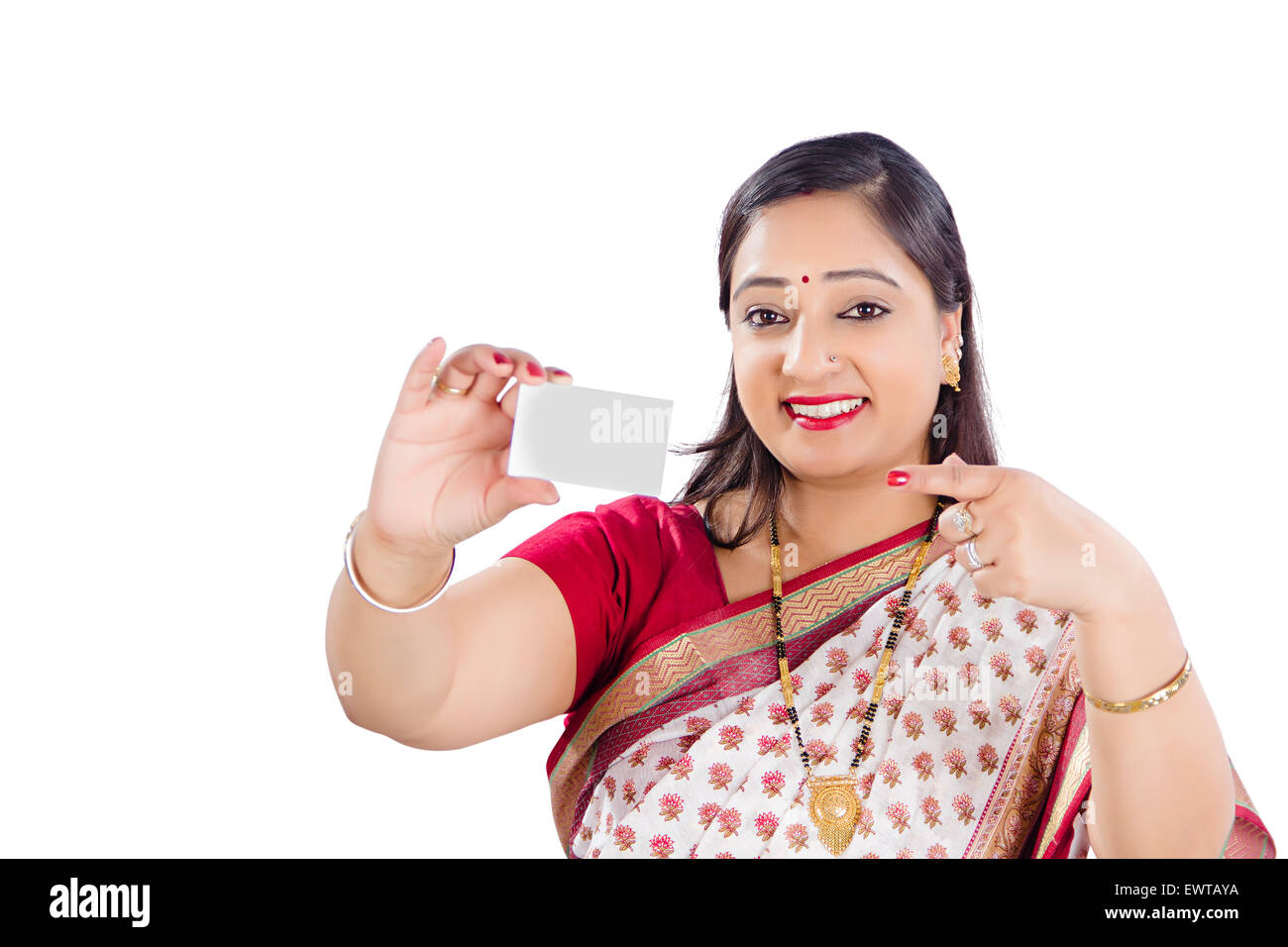 1 donna indiana biglietto da visita che mostra Foto Stock