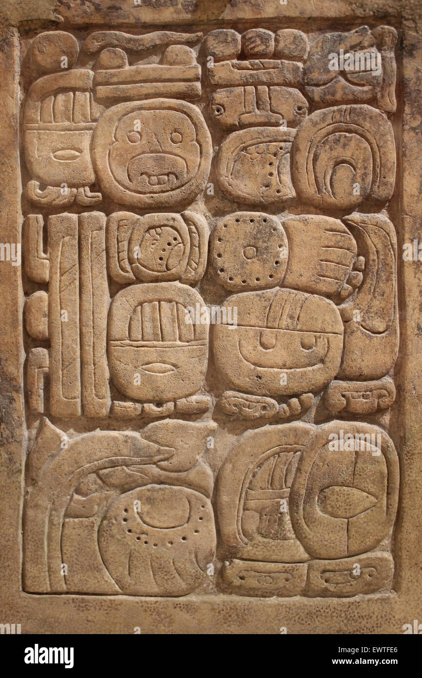'Dupaix' a bassorilievo in pietra Palenque, Chiapas, Messico tardo periodo Classico ANNUNCIO 600-900 Foto Stock