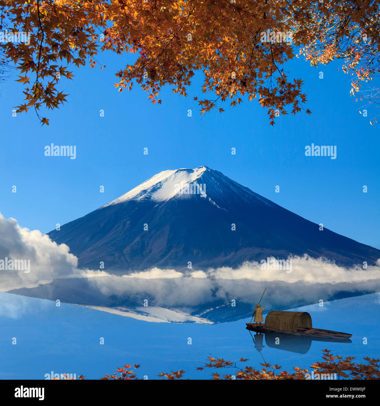 Immagine della montagna sacra di Fuji in background in Giappone per adv o altri usi Foto Stock