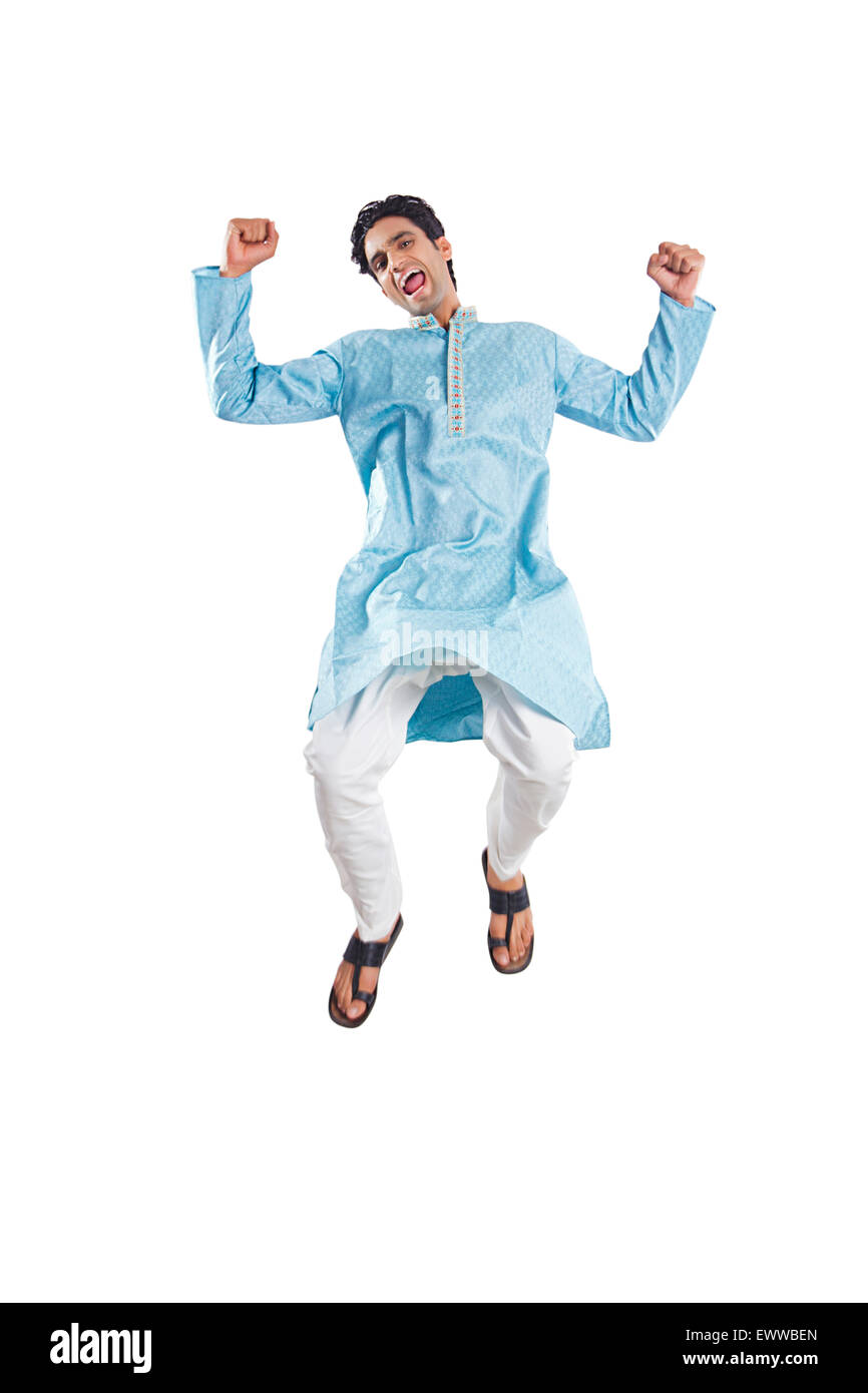 1 uomo indiano Jumping Foto Stock