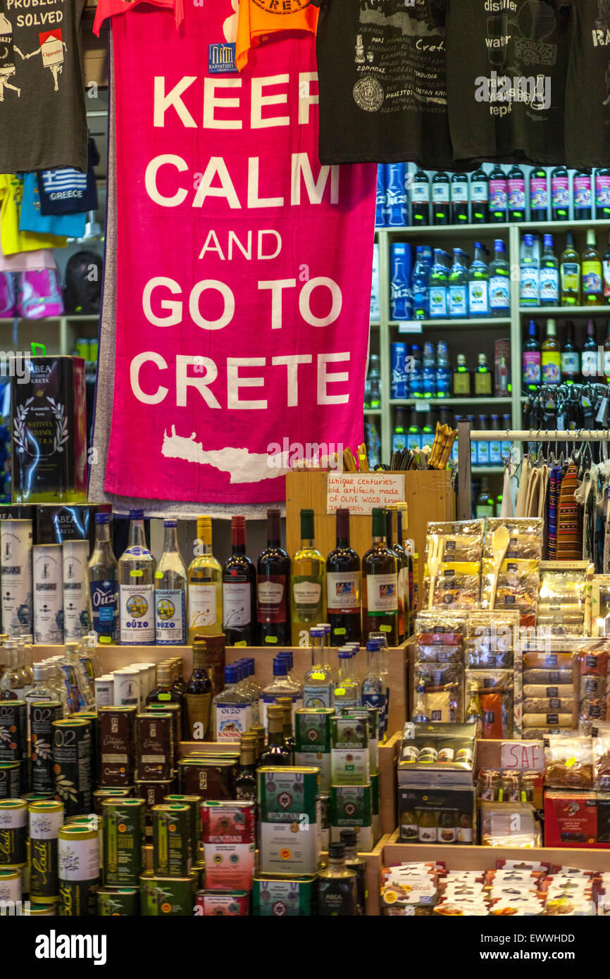 Chania mercato Creta Grecia, mantenere la calma e andare a Creta Foto Stock
