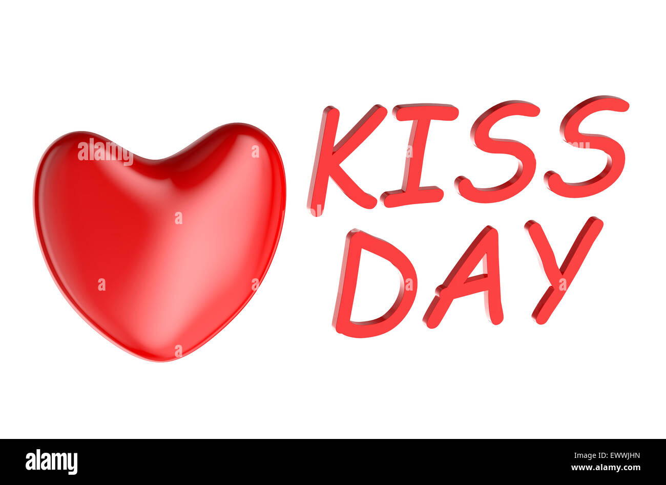 Kiss giorno concetto isolato su sfondo bianco Foto Stock