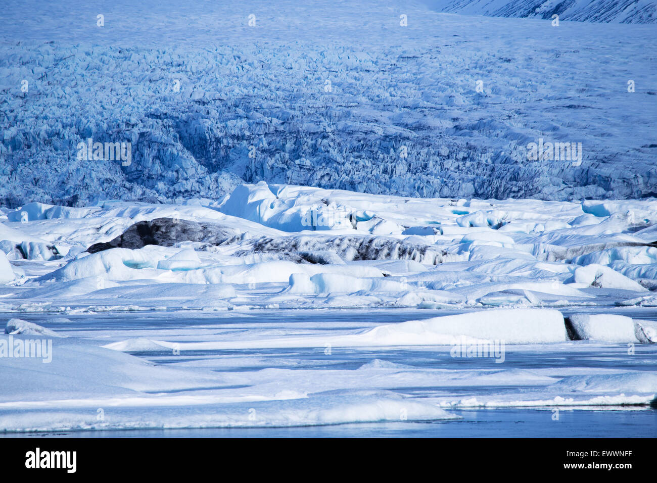 Linguetta ghiacciaio nel sud dell'Islanda durante il periodo invernale Foto Stock