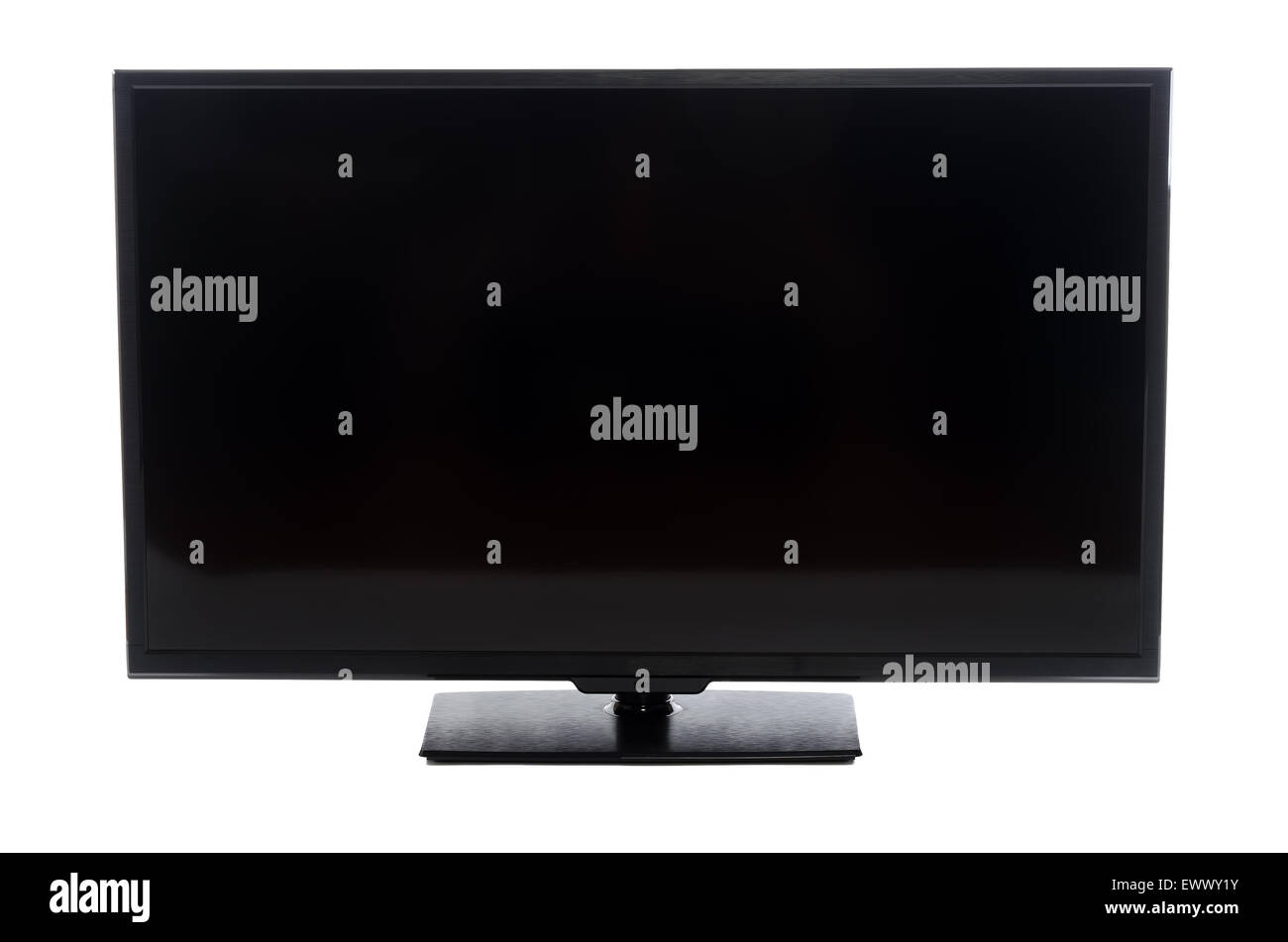 Moderno e tv a schermo piatto con il vuoto nella schermata vuota isolata su sfondo bianco Foto Stock