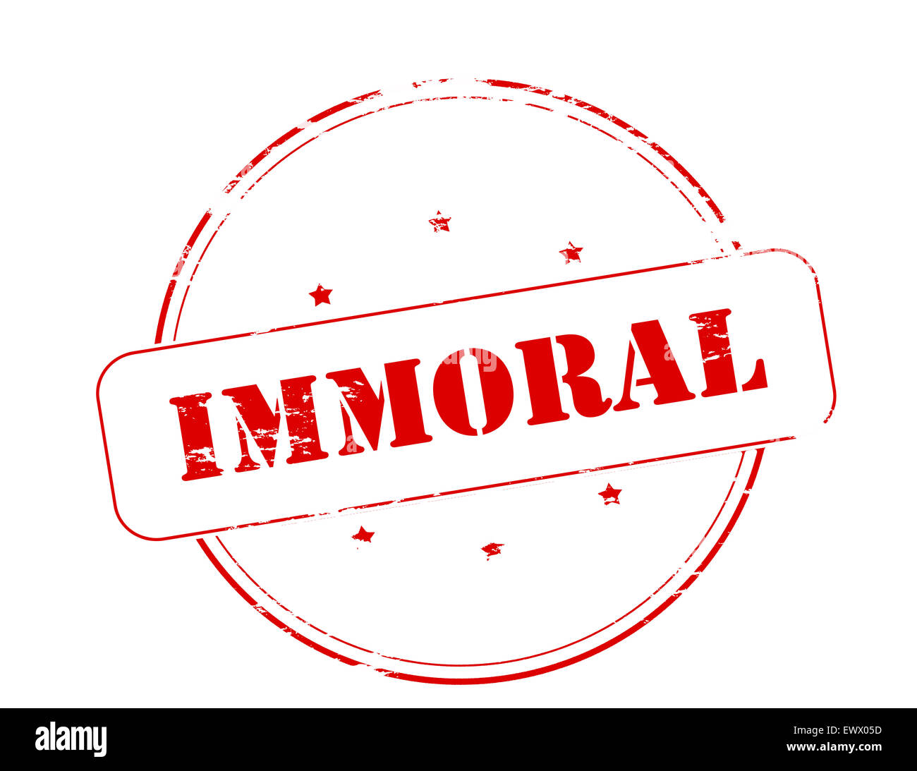 Timbro di gomma con la parola immorale interno, illustrazione Foto Stock