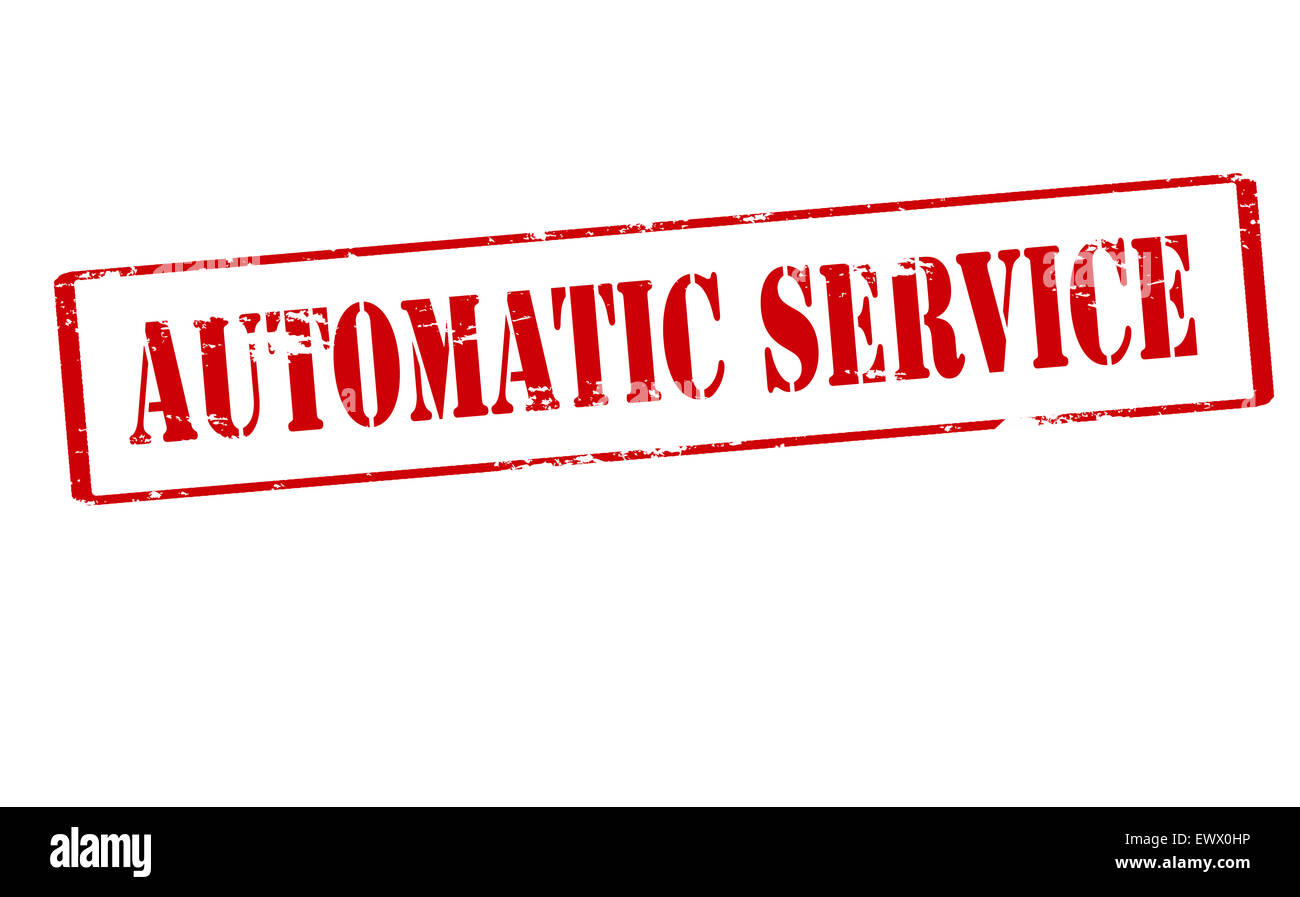 Timbro di gomma con testo di servizio automatico interno, illustrazione Foto Stock