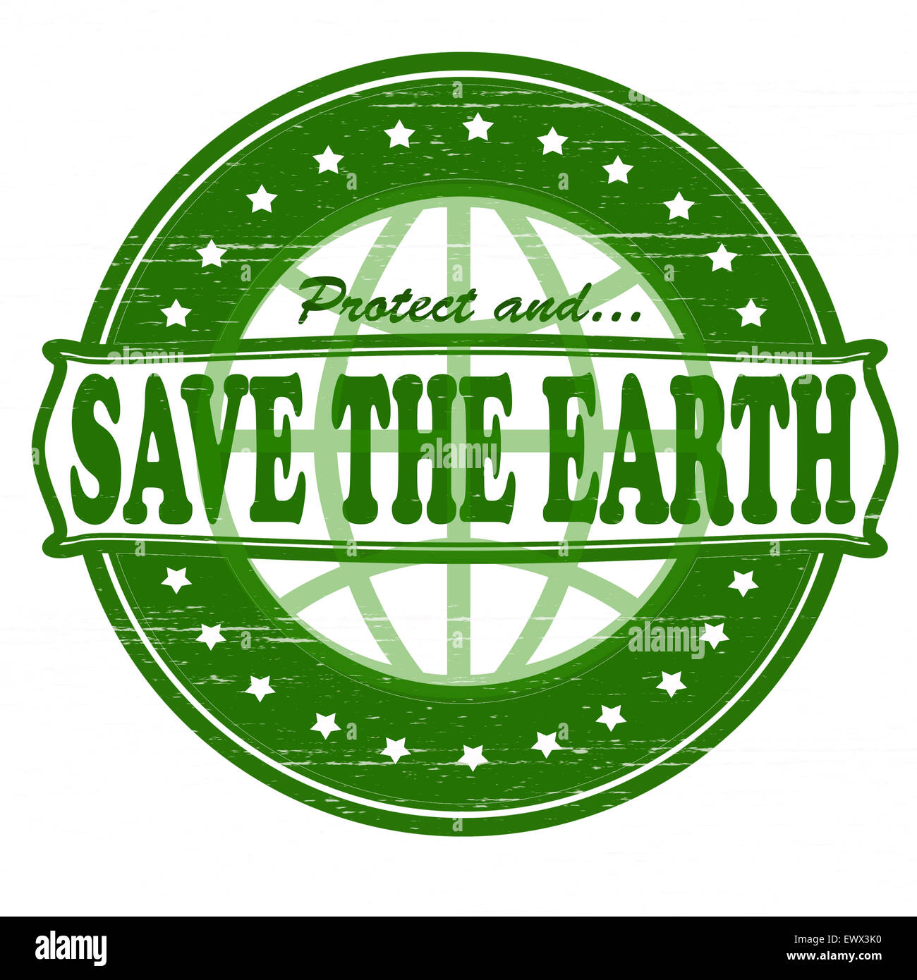 Timbro con testo salvare la terra all'interno, illustrazione Foto Stock