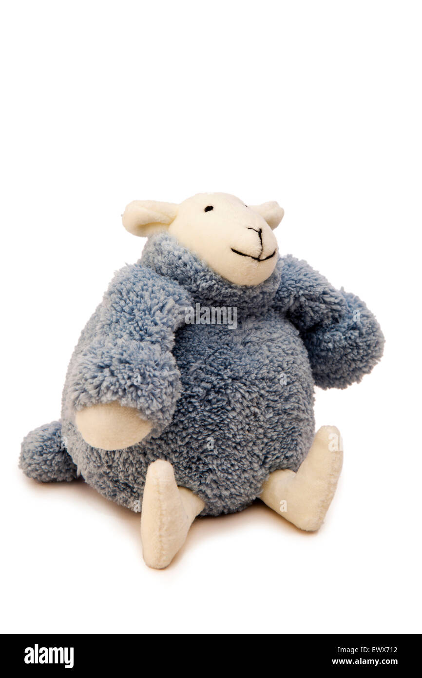 Giocattoli per bambini di lana blu giocattolo morbido ovini Foto Stock