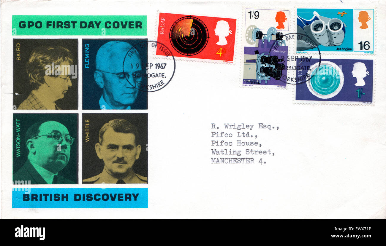 Filatelia, 1967 GPO DEL REGNO UNITO primo giorno coperchio e timbri, British Discovery Foto Stock
