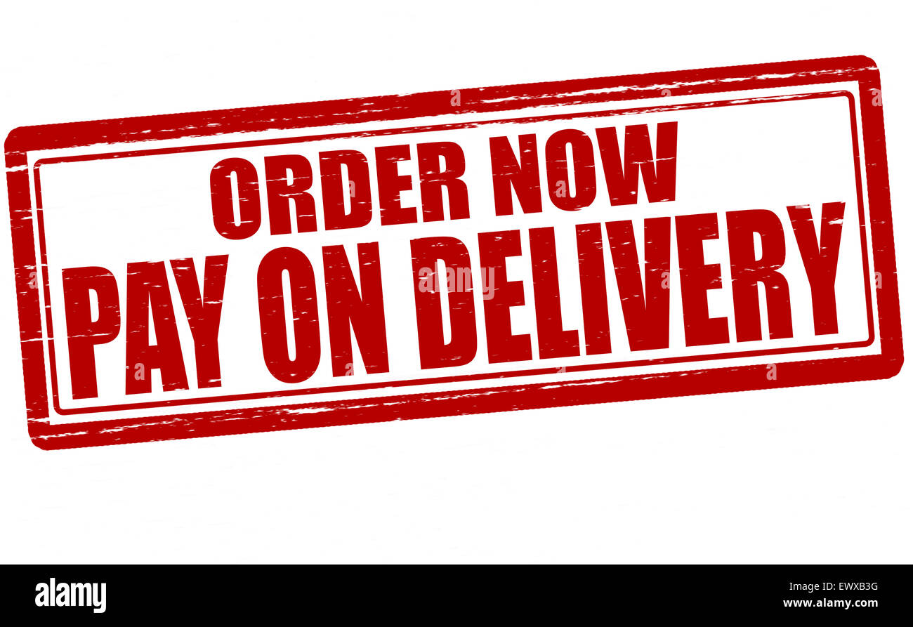Timbro con testo ordina ora pagare alla consegna all'interno, illustrazione Foto Stock