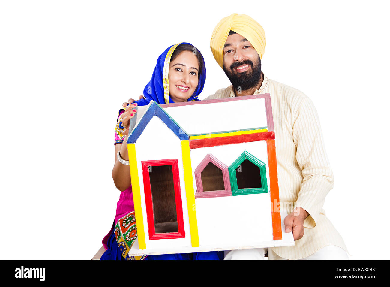 2 indian Punjabi coppia sposata Casa fittizia che mostra Foto Stock
