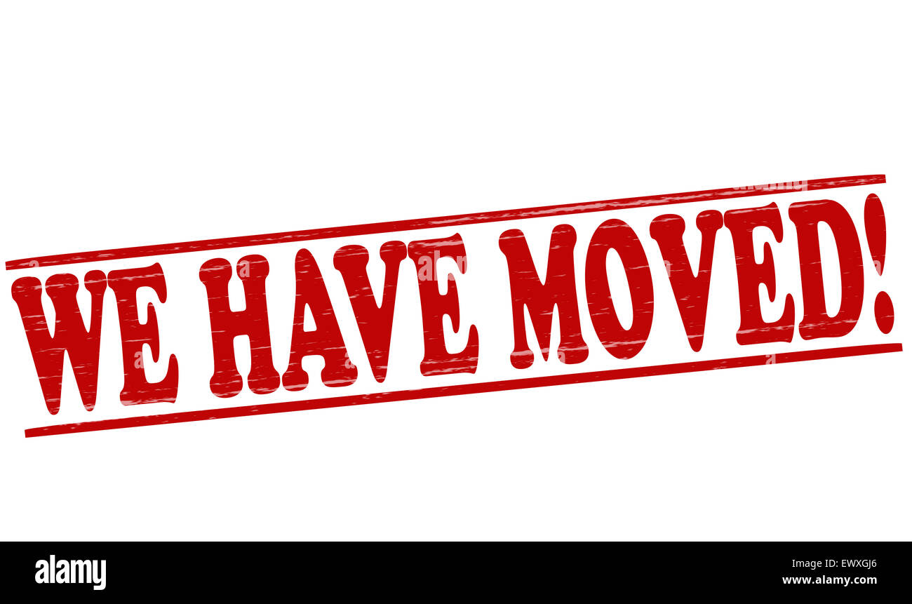 Timbro con testo ci siamo spostati all'interno, illustrazione Foto Stock