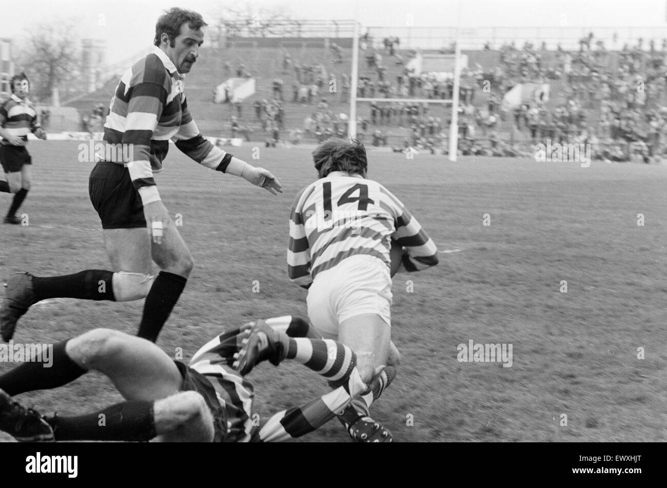 Southampton 27-11 Waterloo, Rugby, John Player Cup match finale a Twickenham Stadium, sabato 10 aprile 1977. Foto Stock