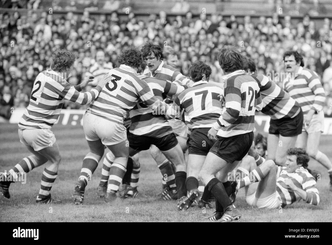 Southampton 27-11 Waterloo, Rugby, John Player Cup match finale a Twickenham Stadium, sabato 10 aprile 1977. Foto Stock