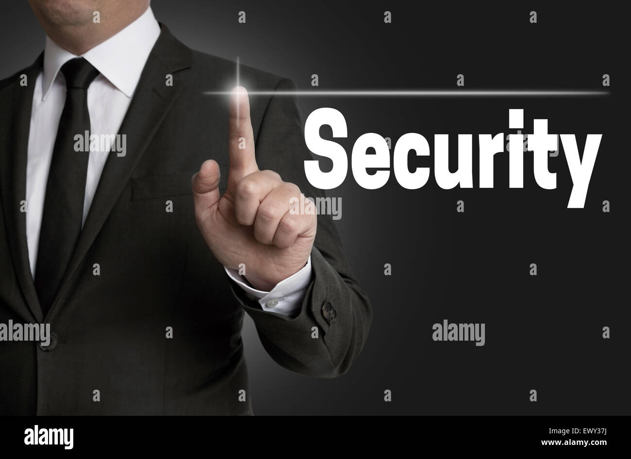 Touchscreen di sicurezza è azionato da parte dell'imprenditore. Foto Stock