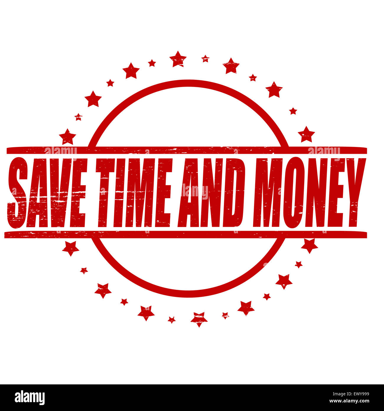 Timbro con testo consente di risparmiare tempo e denaro all'interno, illustrazione Foto Stock