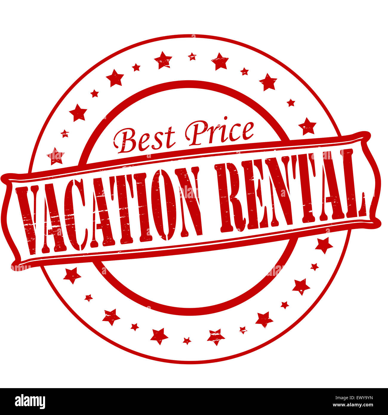 Timbro con testo vacation rental all'interno, illustrazione Foto Stock