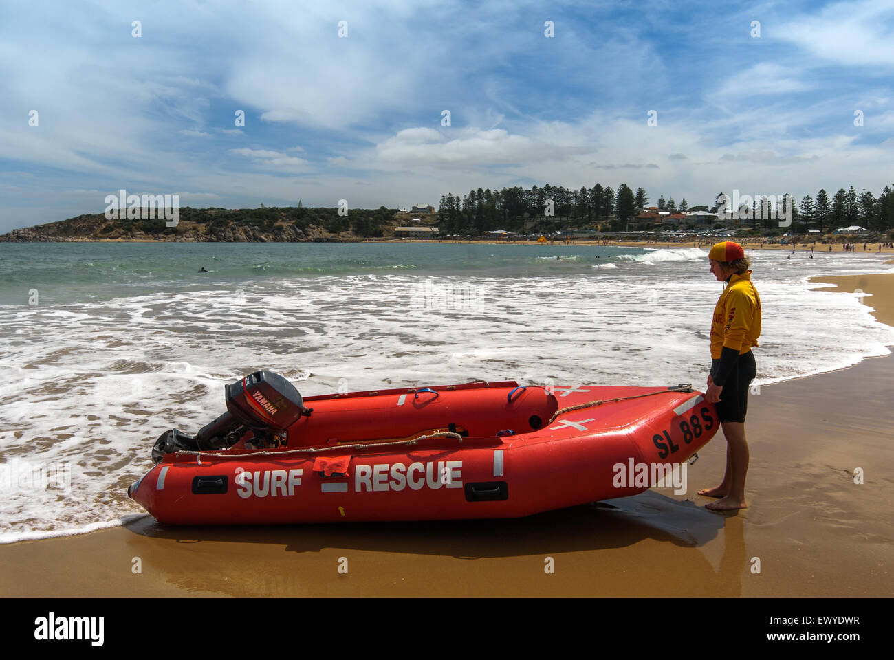 Bagnini di salvataggio di surf in spiaggia in Port Elliot, South Australia, Australia Foto Stock