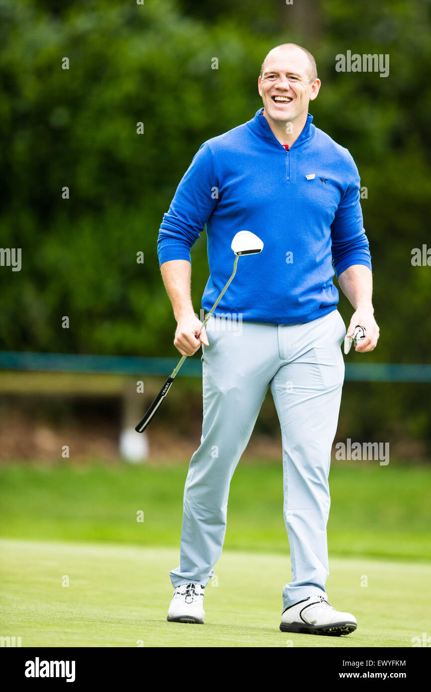 Mike Tindall gode la Pro-Am davanti al 2015 BMW PGA Championship di Wentworth il 20 maggio 2015. Foto Stock