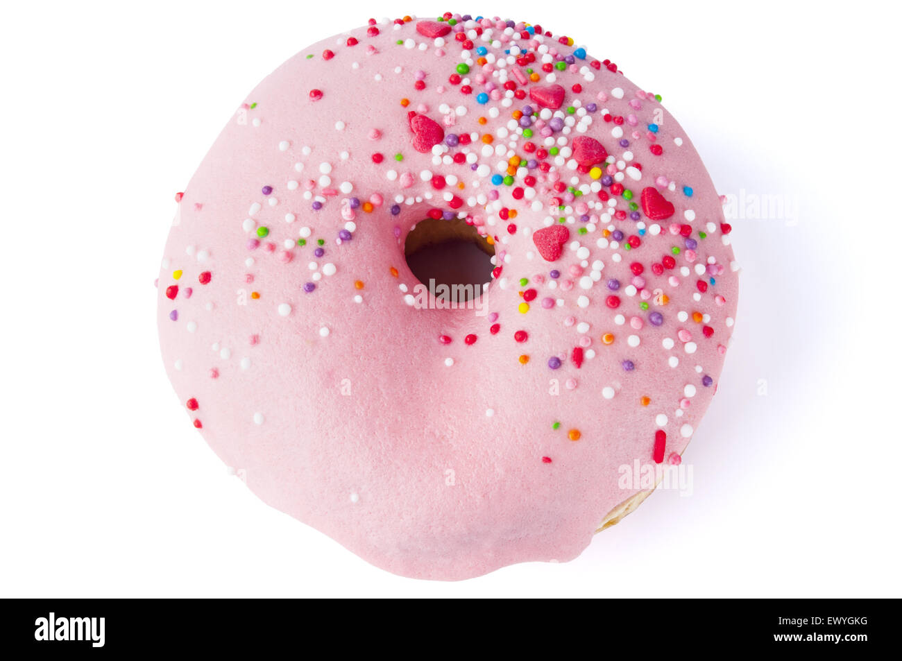 Ciambella con spruzzino isolato su bianco Foto Stock