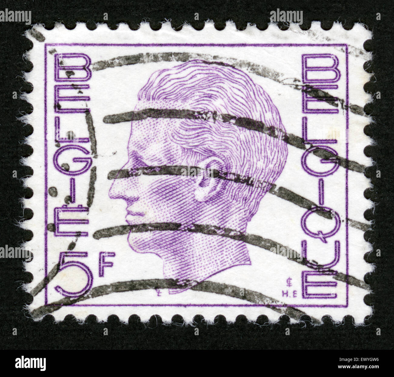 King Baudouin I (Boudewijn) del Belgio (1951-1993), francobollo, Belgio, ritratto Foto Stock