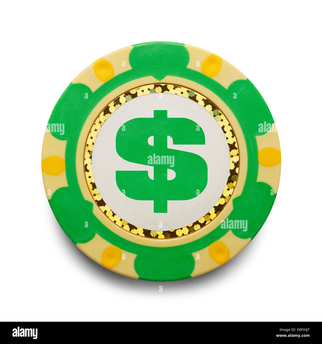 Casino Chip con simbolo di cassa isolati su sfondo bianco. Foto Stock