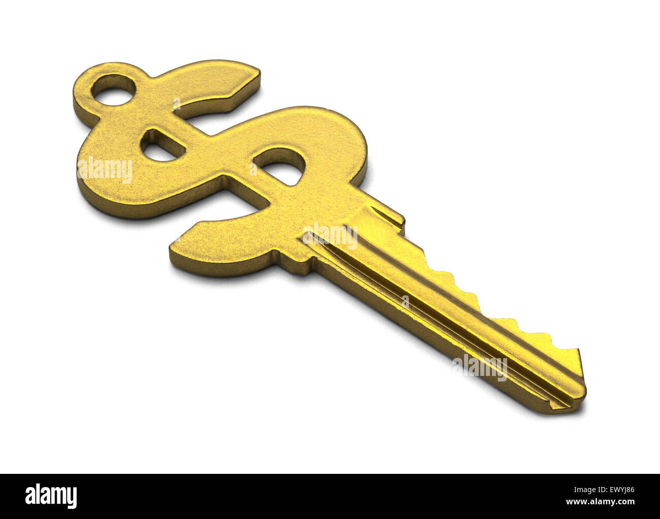 Cassa Oro simbolo chiave di casa isolata su sfondo bianco. Foto Stock