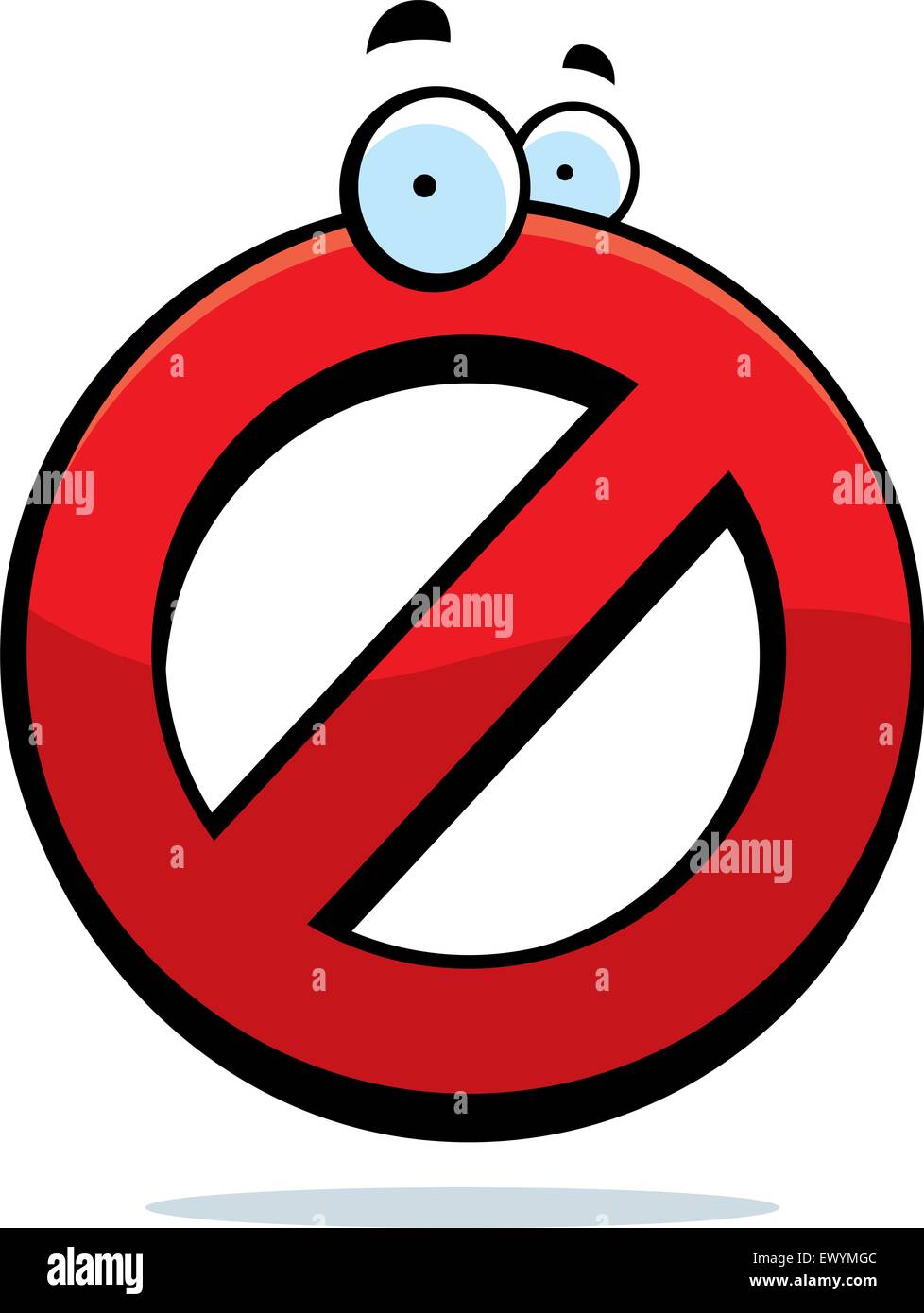 Un rosso cartoon nessun simbolo con gli occhi. Illustrazione Vettoriale