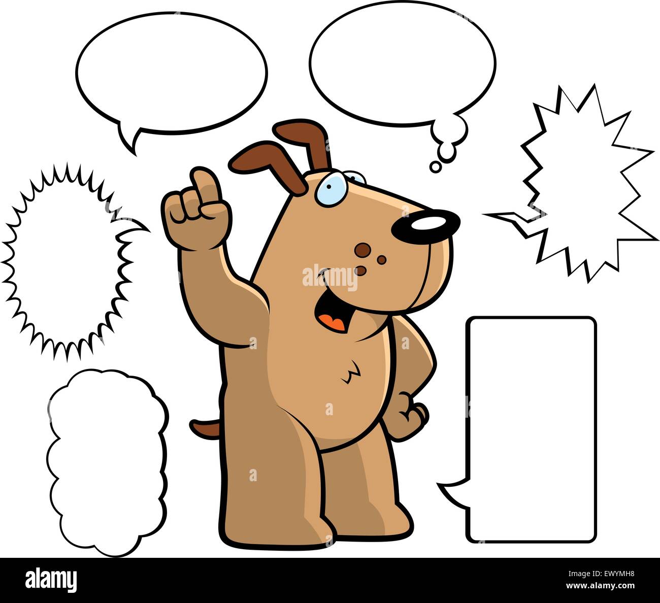 Un felice cartoon dog parlando e sorridente. Illustrazione Vettoriale
