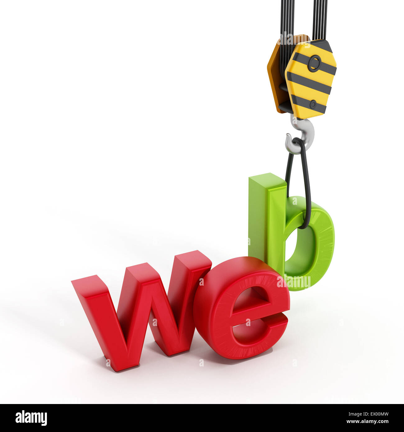 Trasporto della gru www lettere che rappresentano la costruzione di un sito web Foto Stock