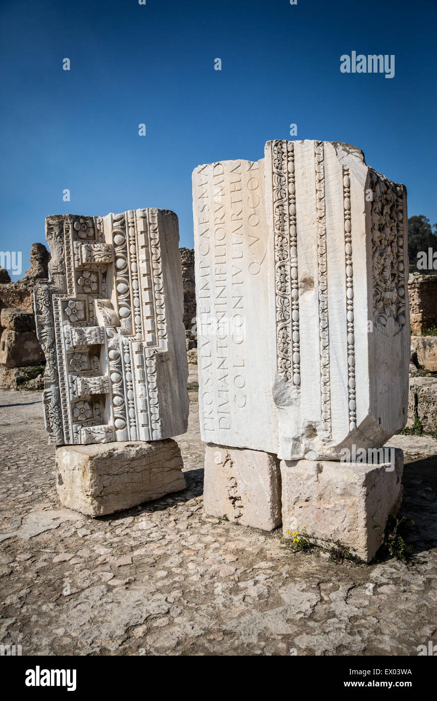 Frammenti di rovine di Cartagine, Tunisia Foto Stock