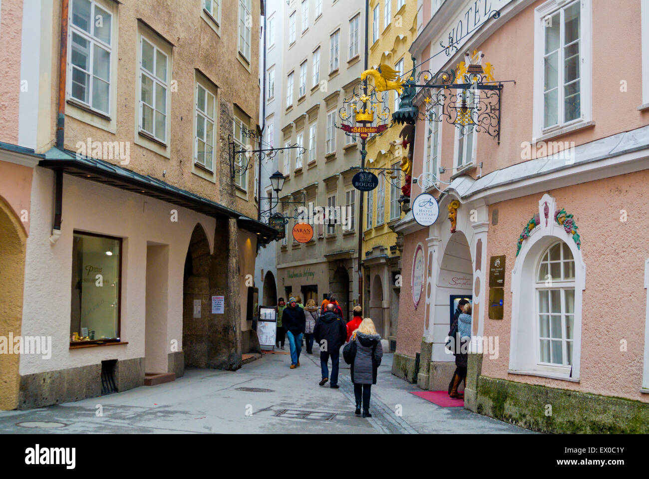 Judengasse,strada pedonale Altstadt, la città vecchia di Salisburgo, Austria Foto Stock