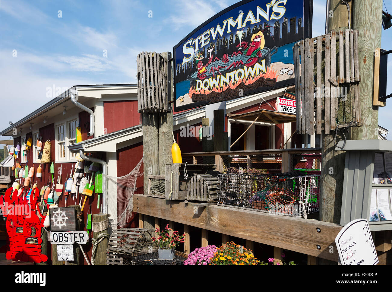 Stewman's Downtown lobster pound, Bar Harbor, Maine, Stati Uniti d'America Foto Stock